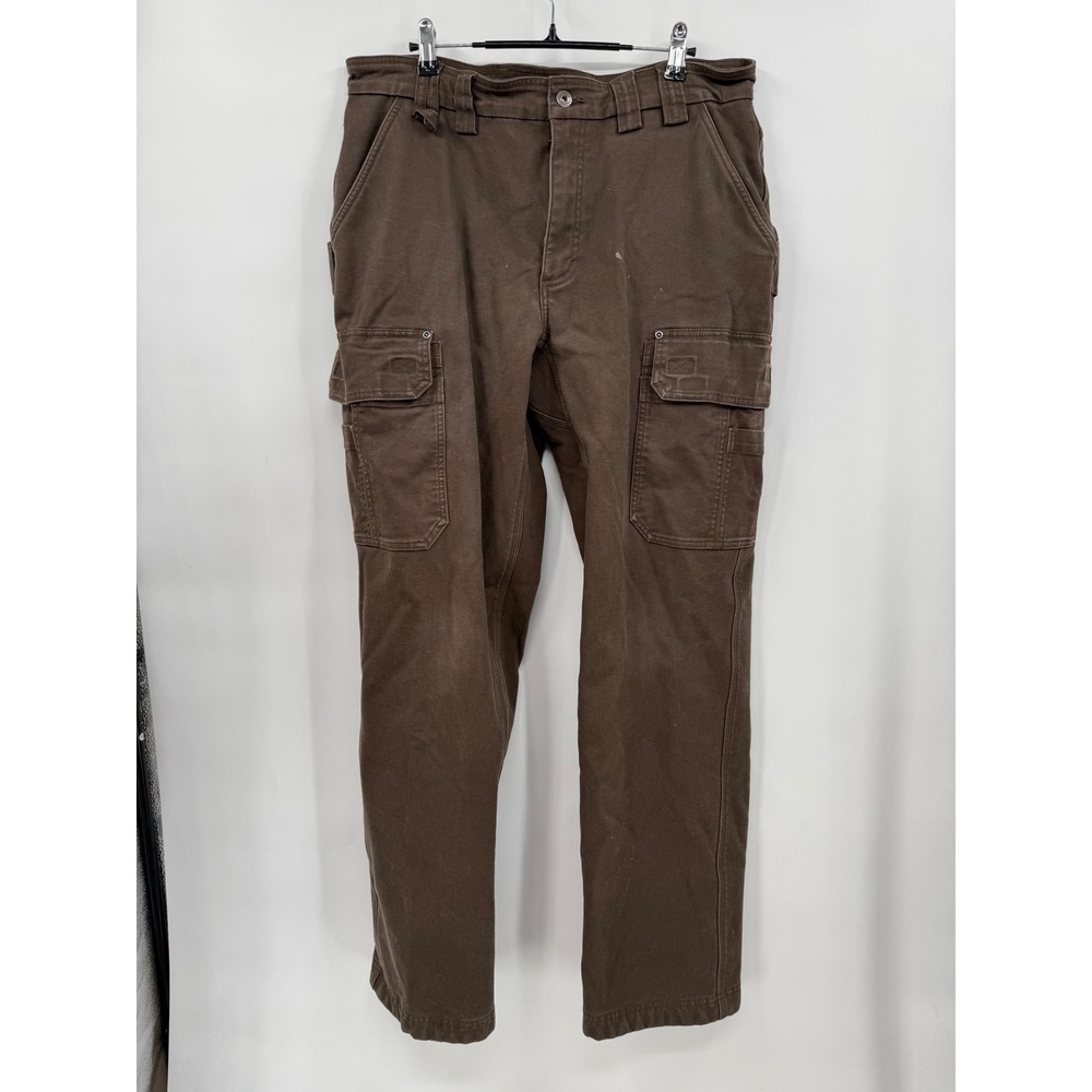 Duluth Trading Co 36x34 Flex Fire Hose Cargo Pants Mens Brown Fleece Lined Work - Picture 1 of 9